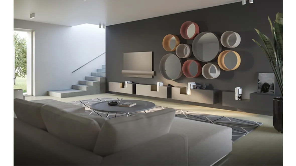 Specchi circolari da parete con cornice in metallo Dot di Minotti Italia