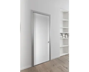 Porta per interni Prima in Vetro Bianco con telaio in alluminio di Albed