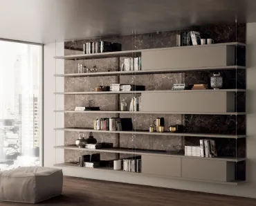 Libreria sospesa Living Exclusiva in laccato opaco Visone di Scavolini