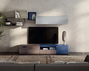 Mobile Porta Tv in rovere e vetro lucido denim 36e8 0520 di Lago