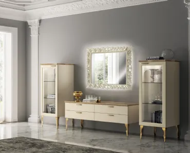 Parete Attrezzata Living Exclusiva in laccato opaco Beige di Scavolini