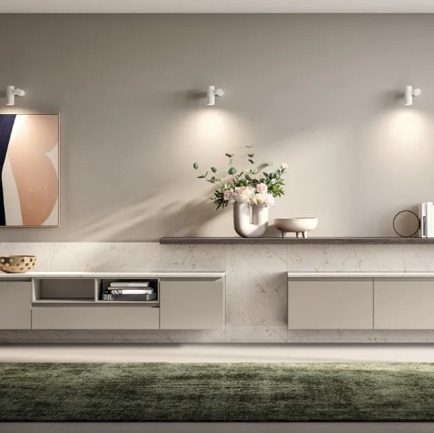 Parete Attrezzata Living Motus in laccato opaco Visone di Scavolini