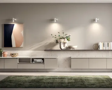 Parete Attrezzata Living Motus in laccato opaco Visone di Scavolini