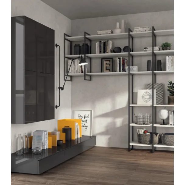 Parete Attrezzata Living-Sax-00-Grigio-Ferro Scavolini