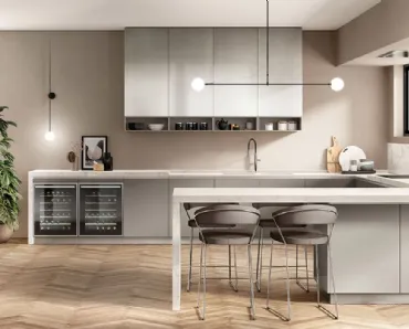 Cucina Moderna Boxi in laccato Grigio Titanio di Scavolini