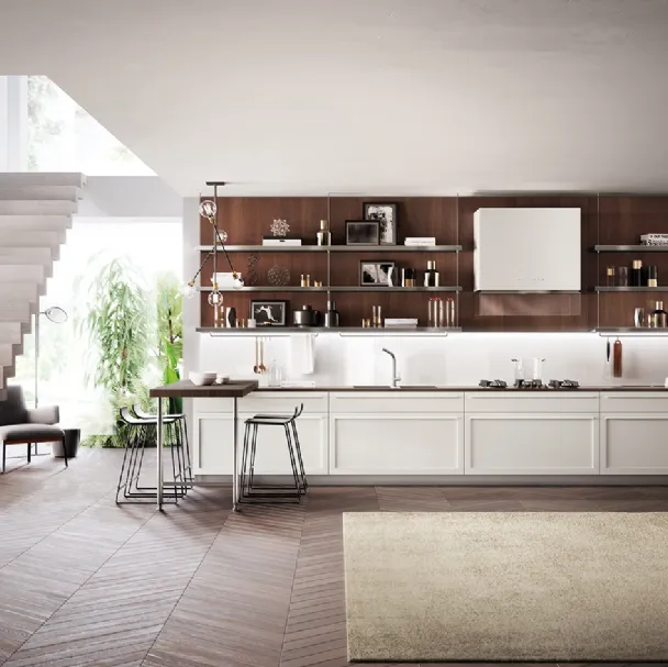 Cucina Moderna Carattere Bianco Prestige e Rovere Nabuk di Scavolini