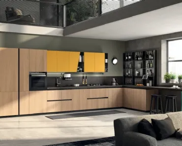 Cucina Moderna Liberamente Rovere Grano e Giallo Senape di Scavolini