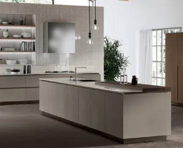 Cucina Moderna Liberamente Biomalta Argilla Delhi e Noce Royal di Scavolini