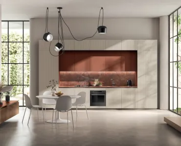 Cucina Moderna lineare Mira in laccato Tortora e Ruggine di Scavolini