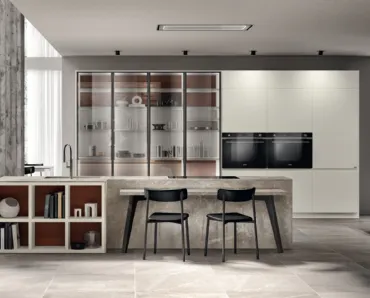 Cucina Moderna Motus in laccato opaco Bianco Prestige di Scavolini