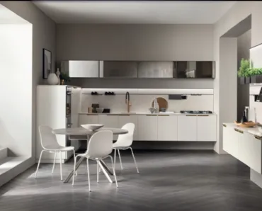 Cucina su misura Mia in Bianco Prestige ed Alluminio di Scavolini