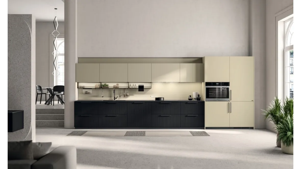 Cucina su misura Musa in Rovere Barry e laminato Urban Gold di Scavolini