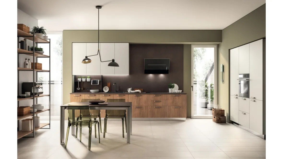 Cucina su misura Sax in decorativo Rovere Land e Nebbia di Scavolini